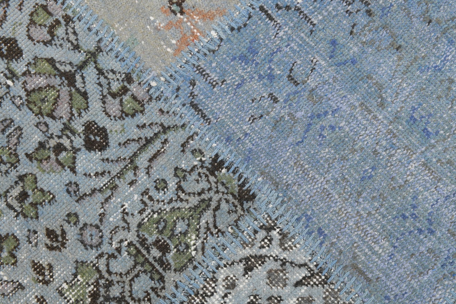 5'7'' x 8'2'' Handmade Vintage Wool Patchwork Rug - 294 - 9