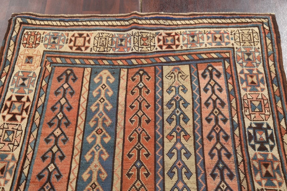 Pre-1900 Antique Vegetable Dye Kazak Oriental Area Rug 4x7 - 12