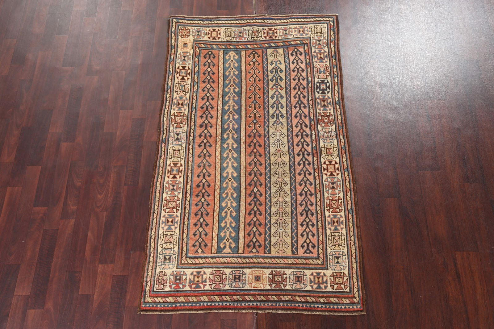 Pre-1900 Antique Vegetable Dye Kazak Oriental Area Rug 4x7 - 3