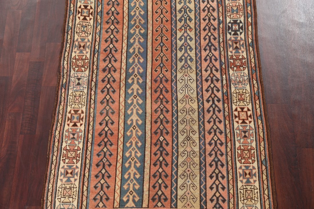 Pre-1900 Antique Vegetable Dye Kazak Oriental Area Rug 4x7 - 4