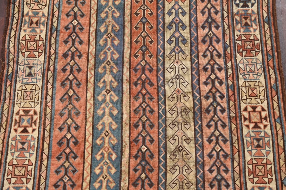 Pre-1900 Antique Vegetable Dye Kazak Oriental Area Rug 4x7 - 5