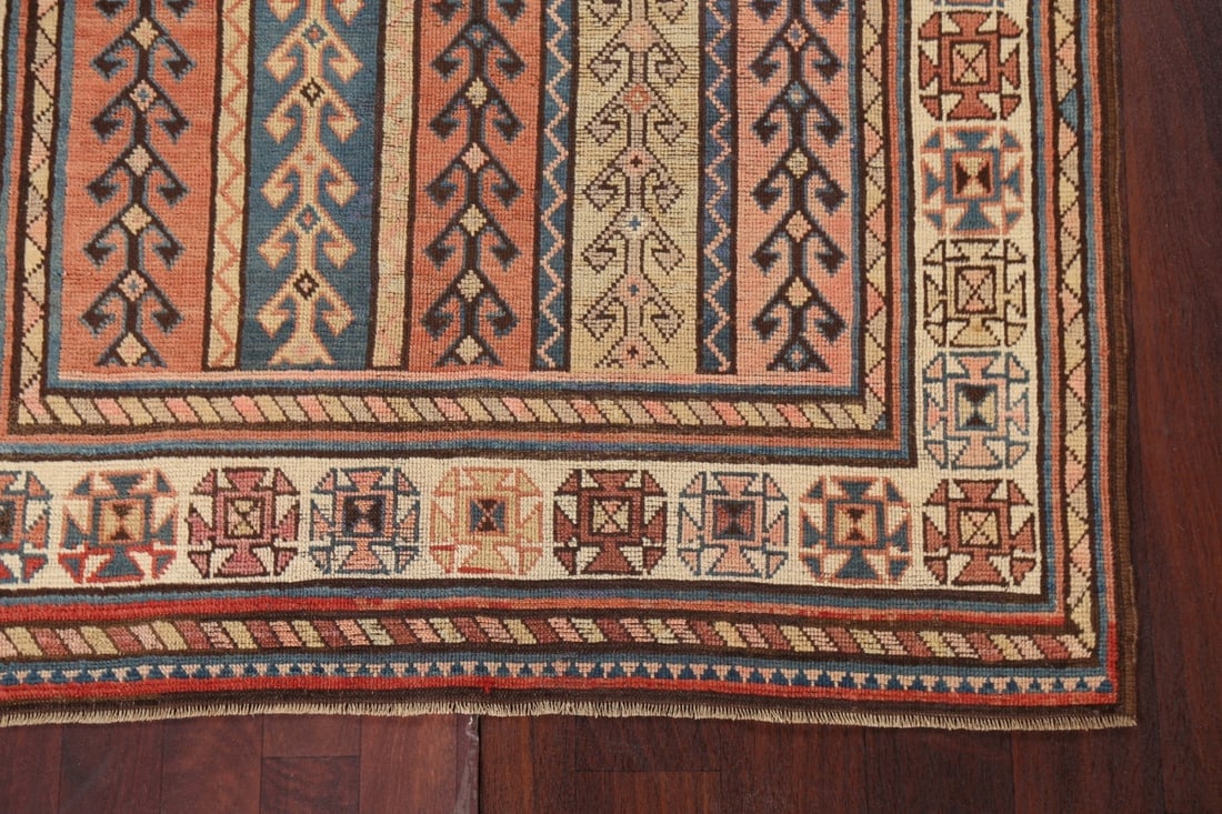 Pre-1900 Antique Vegetable Dye Kazak Oriental Area Rug 4x7 - 7