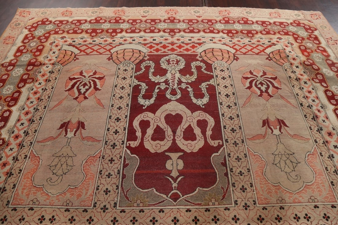 Pre-1900 Antique Vegetable Dye Agra Rug 10x14 - 14