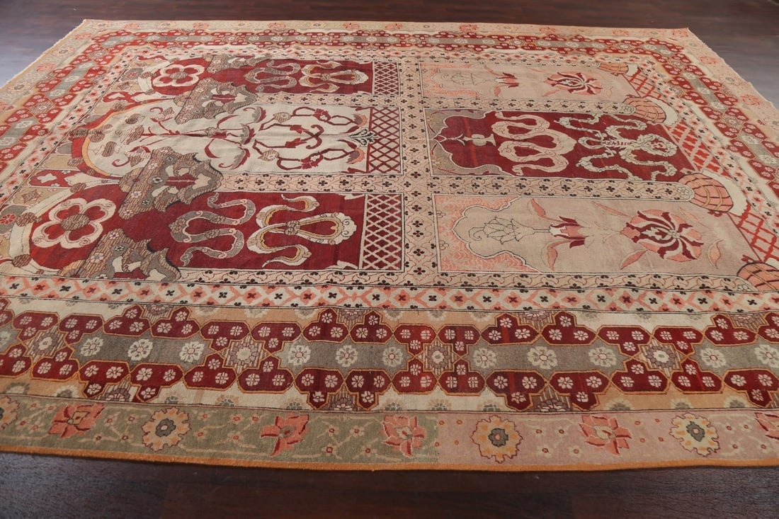 Pre-1900 Antique Vegetable Dye Agra Rug 10x14 - 16
