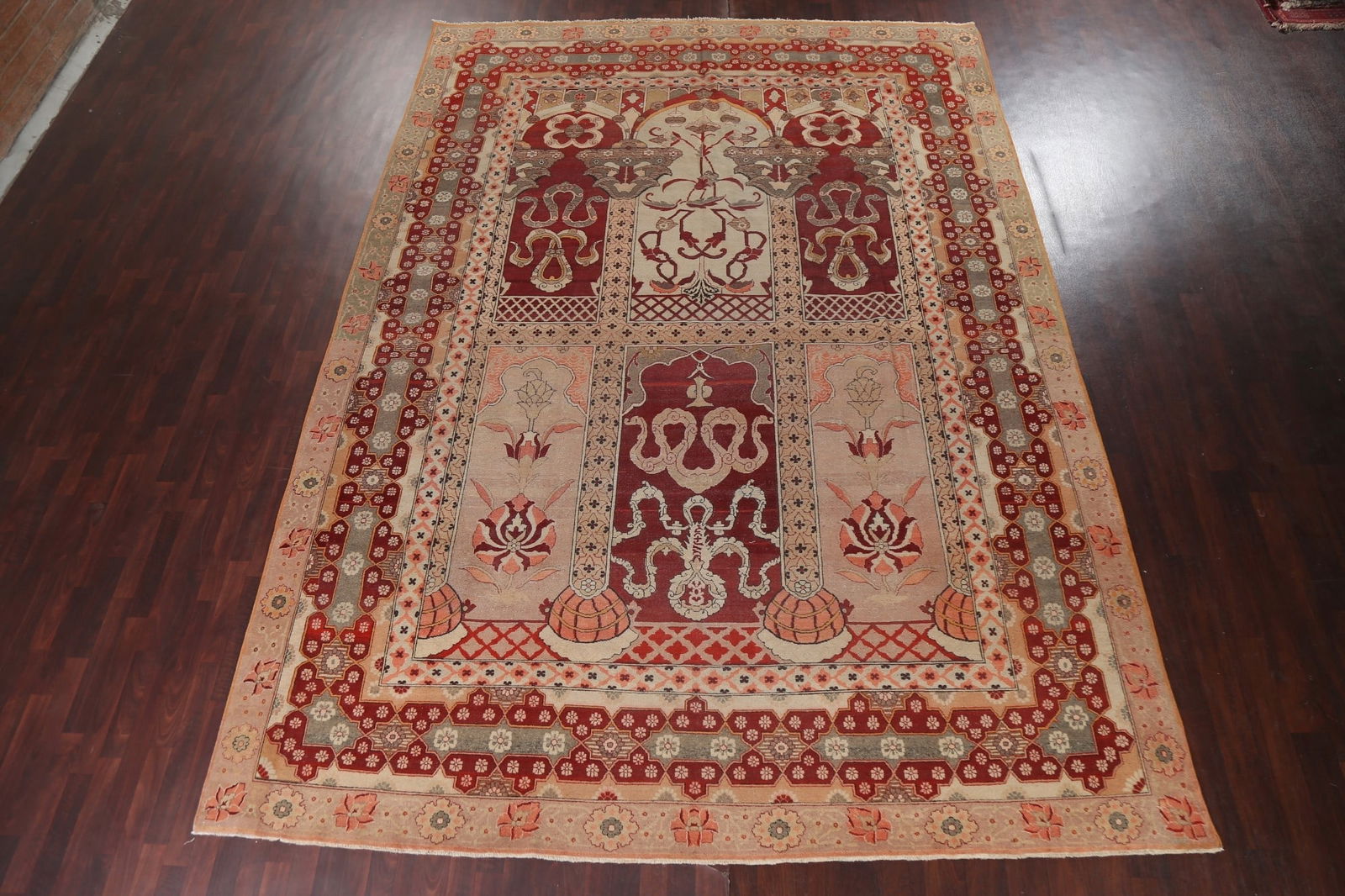 Pre-1900 Antique Vegetable Dye Agra Rug 10x14 - 17