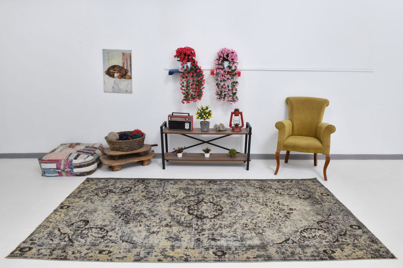 5'4'' x 9'8'' Handmade Vintage Wool Rug - 20243 - 2