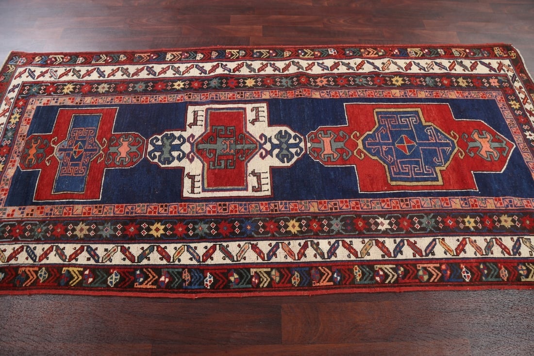 Pre-1900 Antique Vegetable Dye Kazak Persian Rug 4x8 - 17