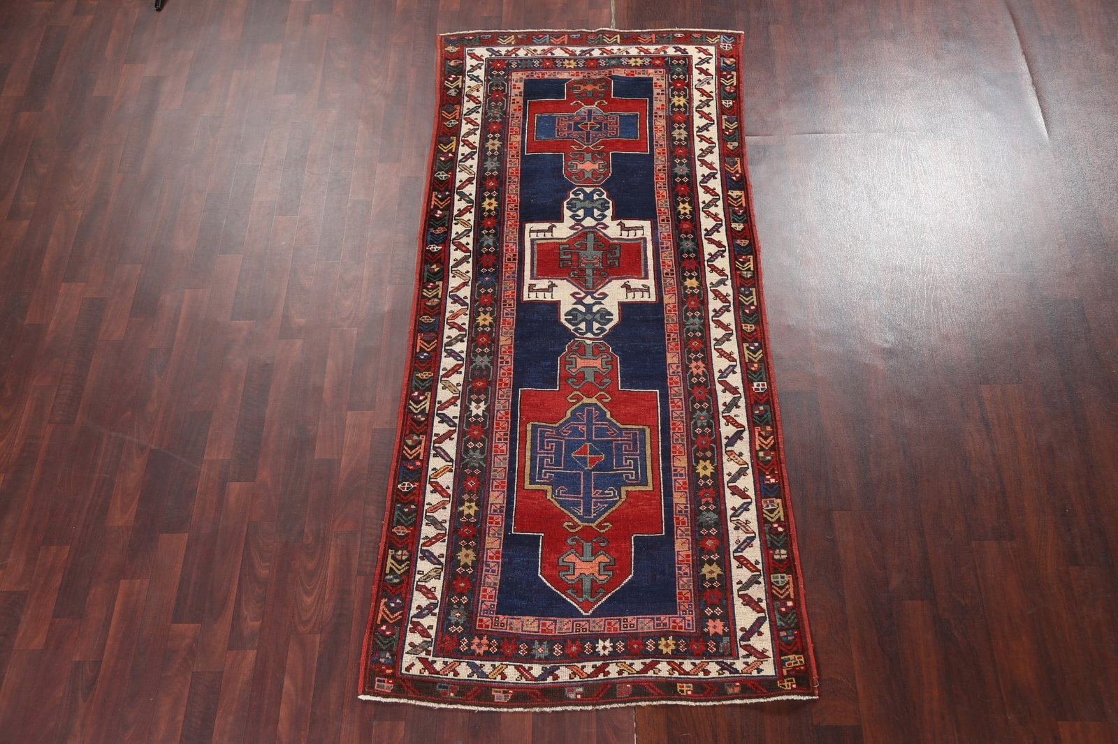 Pre-1900 Antique Vegetable Dye Kazak Persian Rug 4x8 - 18
