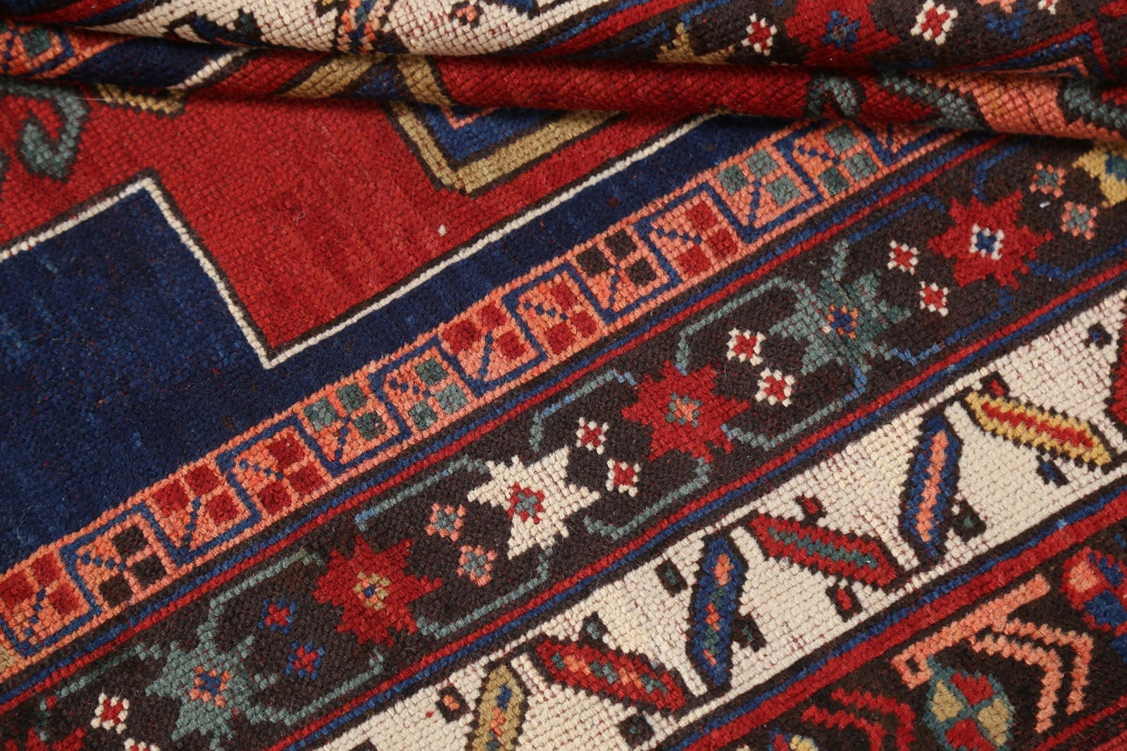 Pre-1900 Antique Vegetable Dye Kazak Persian Rug 4x8 - 19