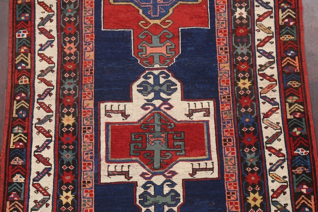 Pre-1900 Antique Vegetable Dye Kazak Persian Rug 4x8 - 5
