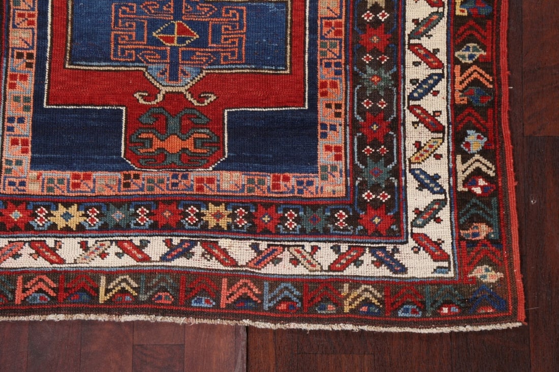 Pre-1900 Antique Vegetable Dye Kazak Persian Rug 4x8 - 7