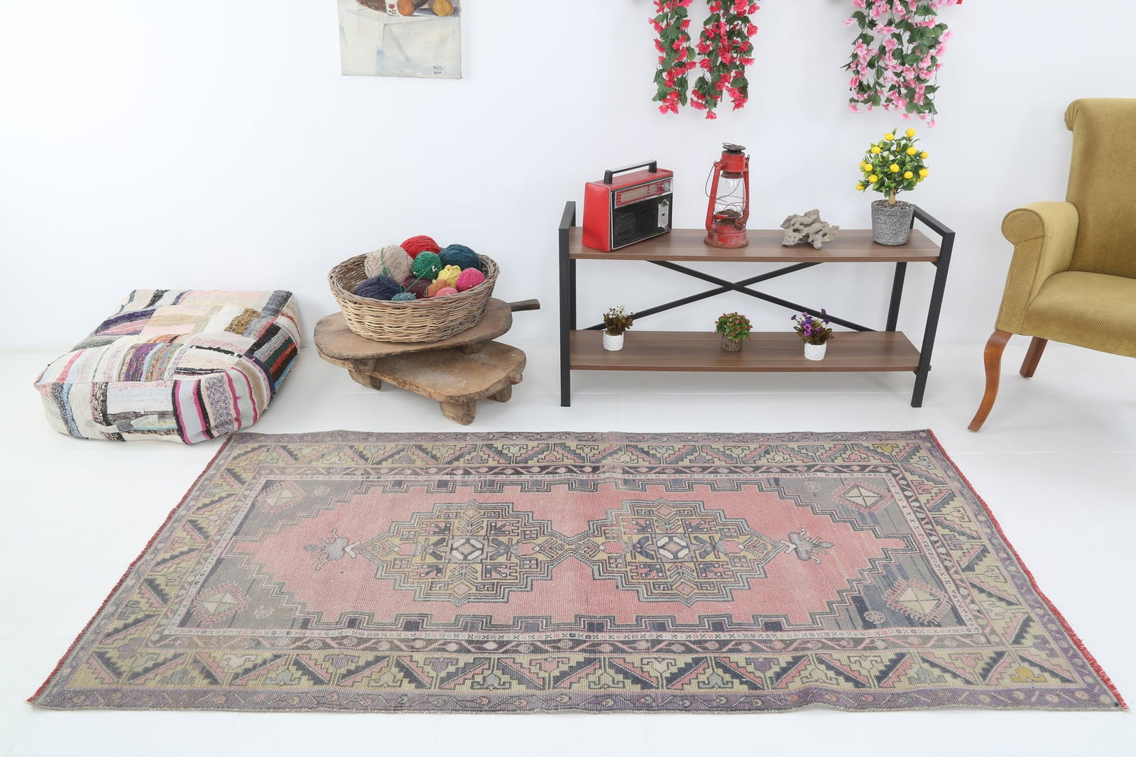 3'8'' x 7'2'' Handmade Vintage Wool Rug - 5025 - 3