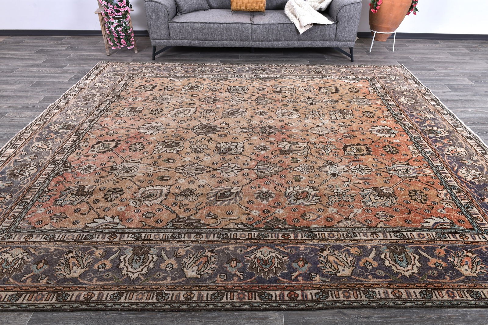 9'4'' x 10'11'' Unique Handmade Vintage Rug - 242721 (1 of 17)