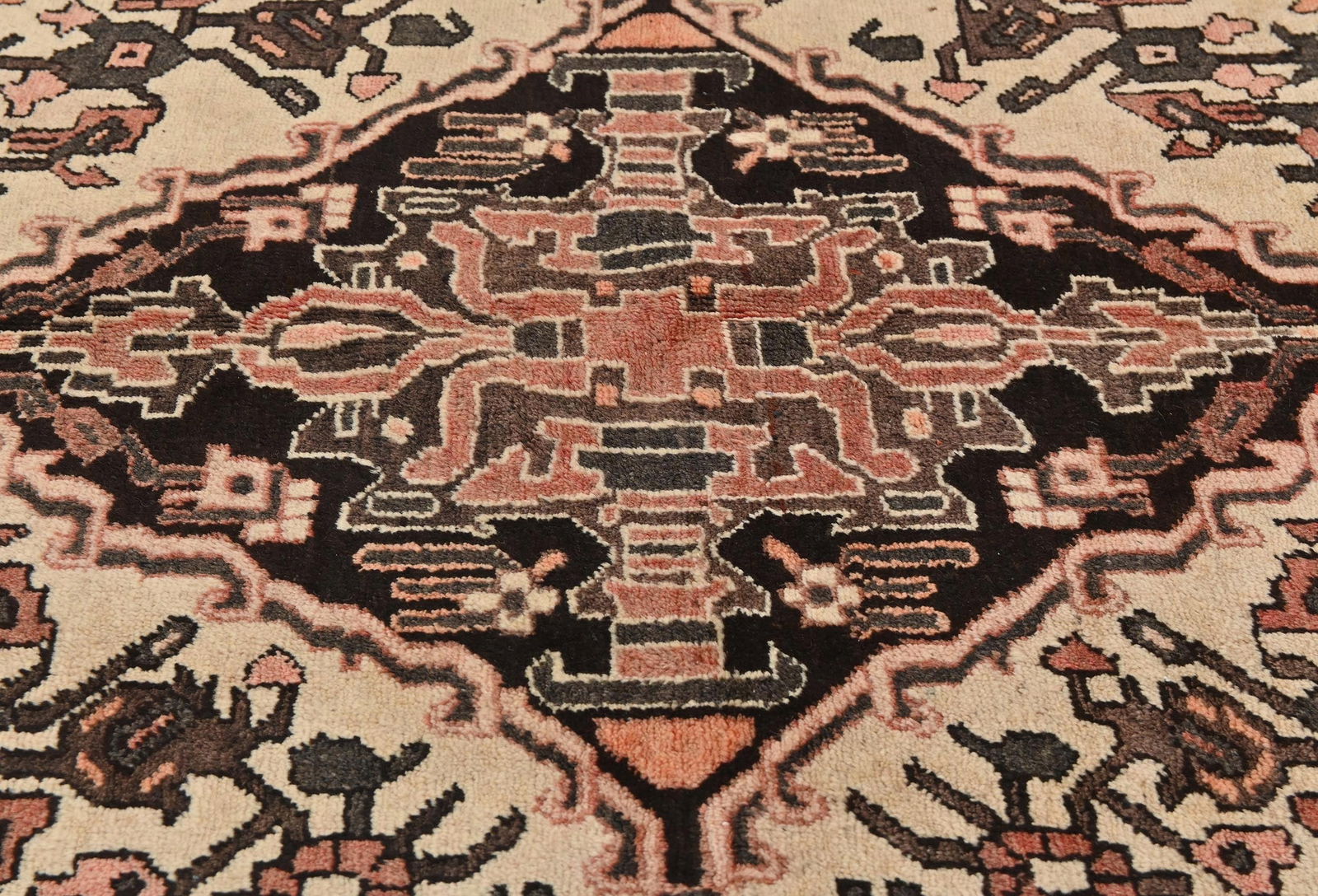 Vintage Cream Floral Tribal 5x8 Hamedan Persian Rug - 5