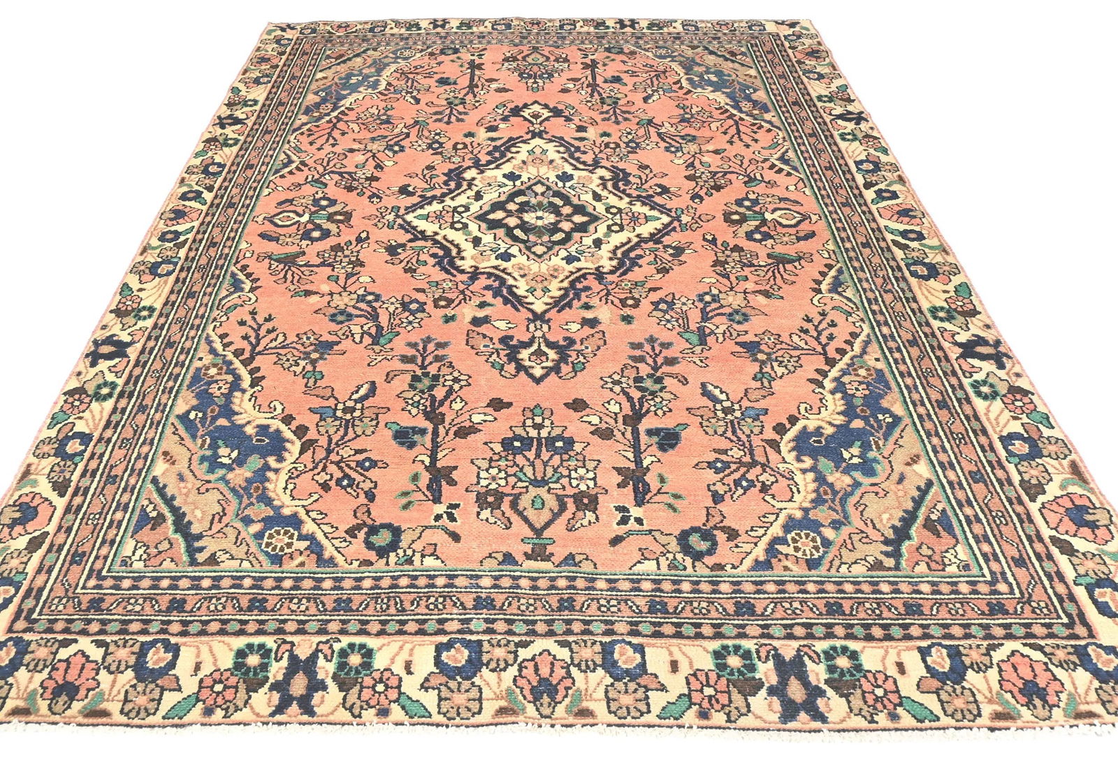 Semi Antique Muted Floral 6X9 Distressed Vintage Oriental Rug - 2