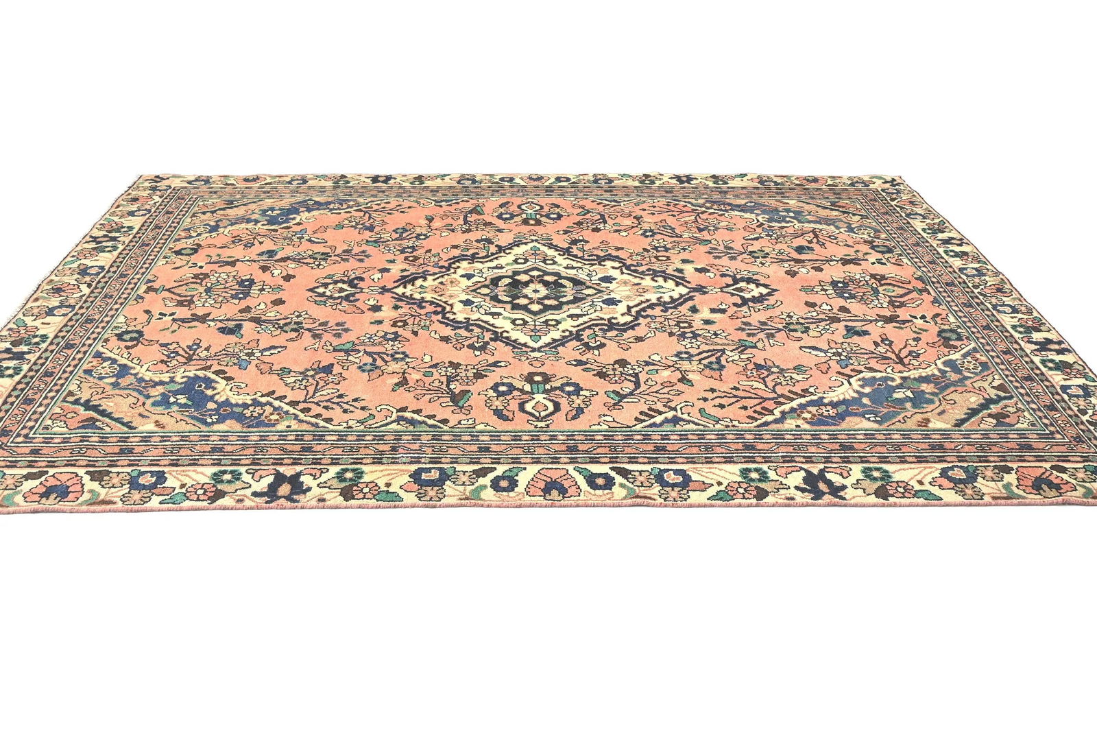 Semi Antique Muted Floral 6X9 Distressed Vintage Oriental Rug - 4