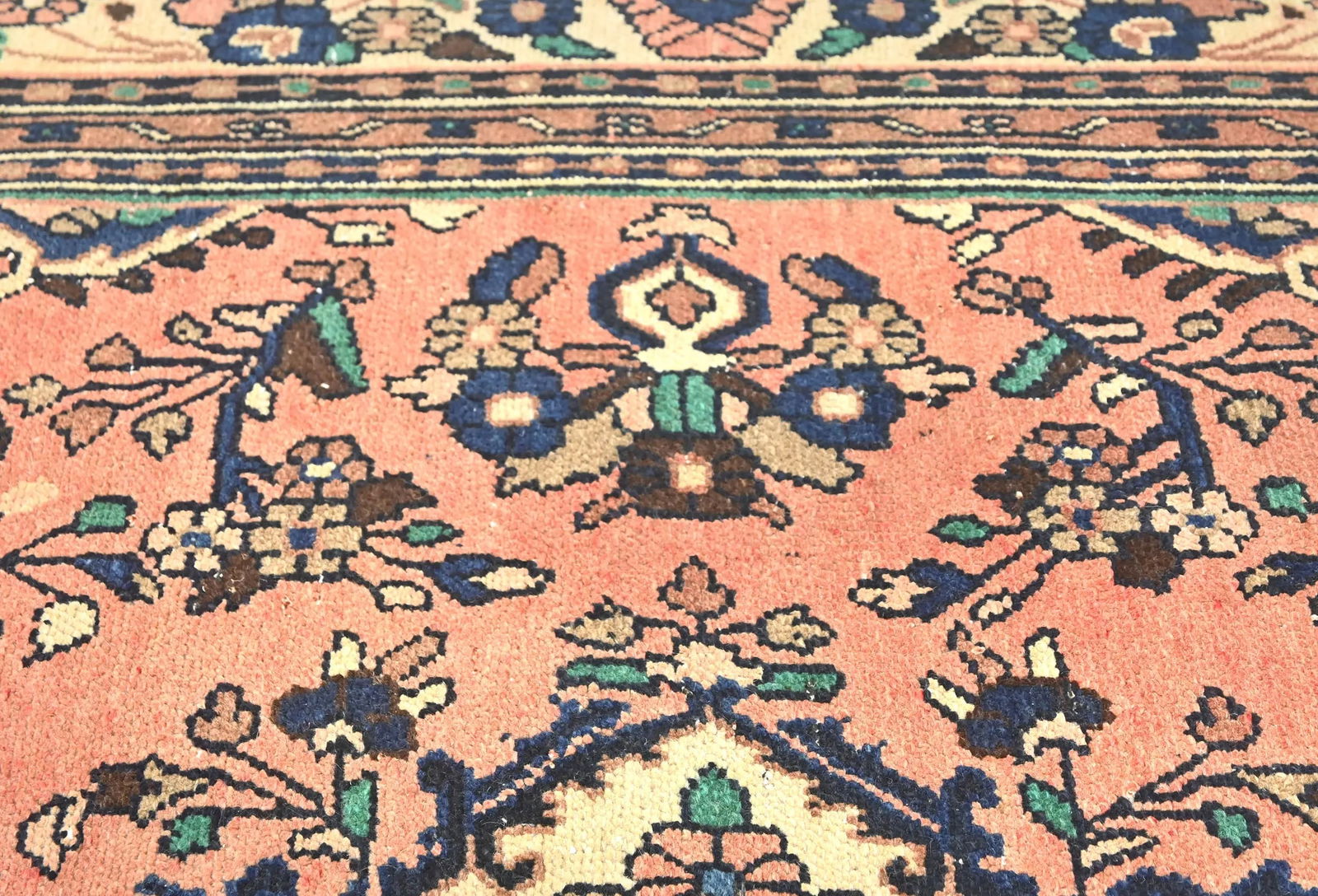 Semi Antique Muted Floral 6X9 Distressed Vintage Oriental Rug - 7