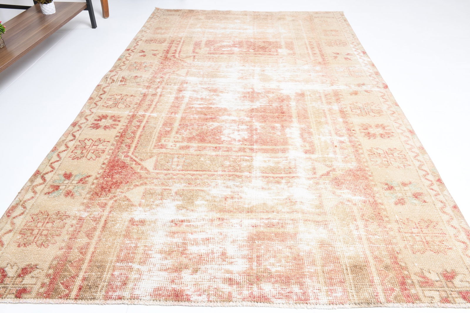 4'2'' x 6'11'' Handmade Vintage Wool Rug - 7160 - 6
