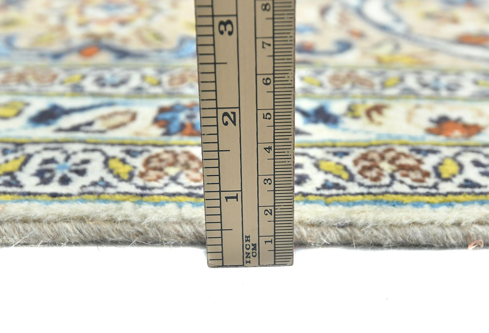 Vintage Cream Floral Traditional 8X12 Kashan Persian Rug - 10