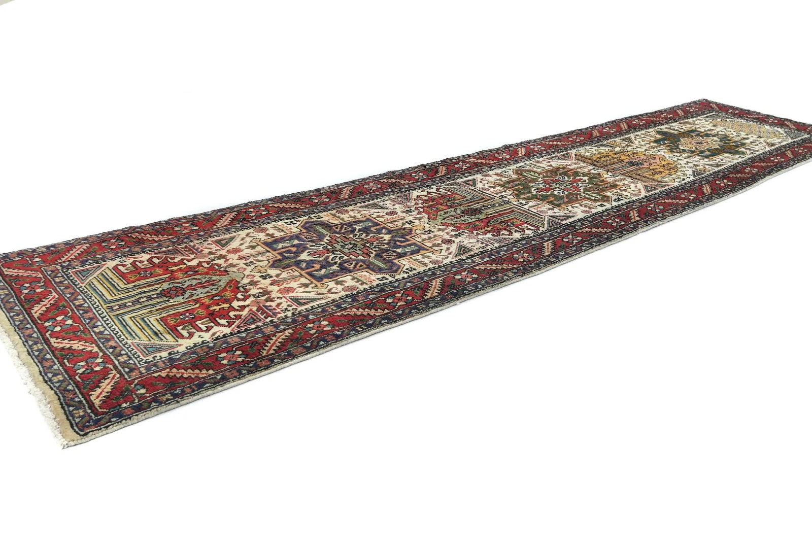 Vintage Cream Traditional 3X12 Tabriz Persian Runner Rug - 3