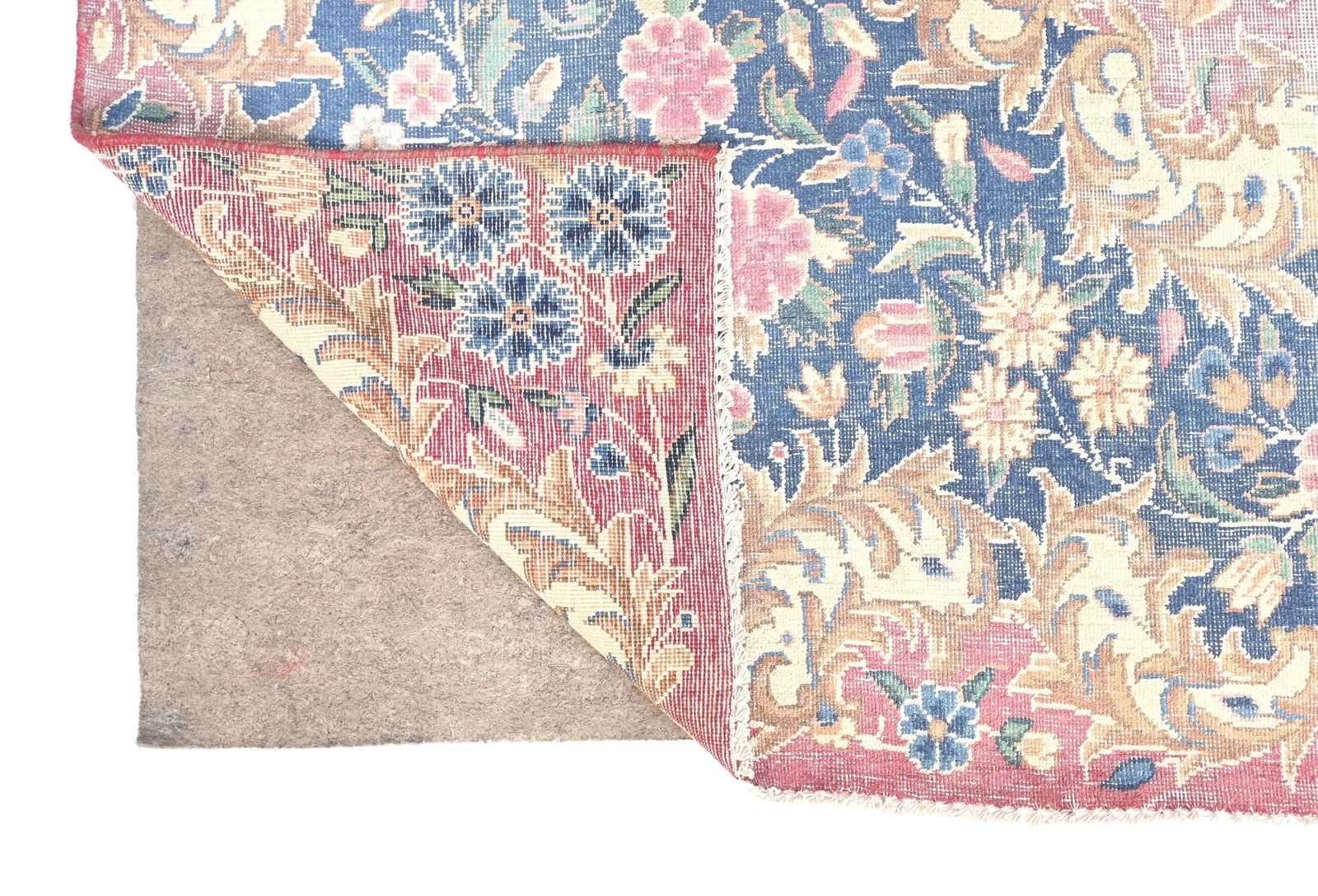 Muted Light Red Floral 6X10 Distressed Vintage Oriental Rug - 12