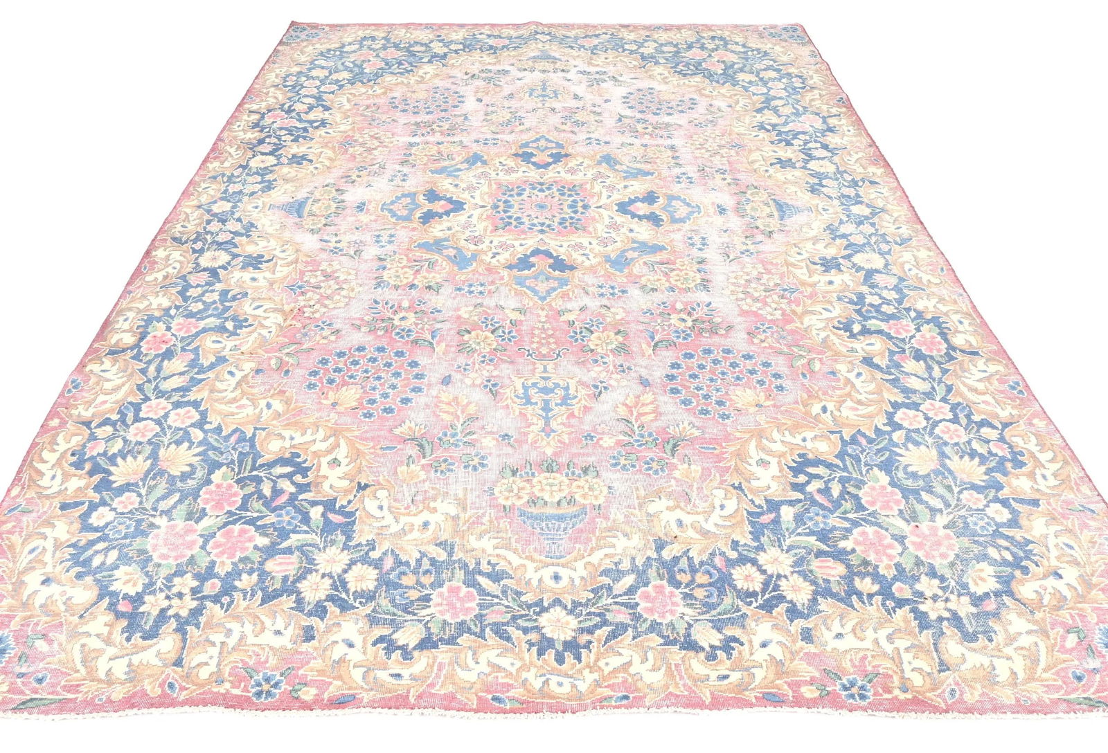 Muted Light Red Floral 6X10 Distressed Vintage Oriental Rug - 2