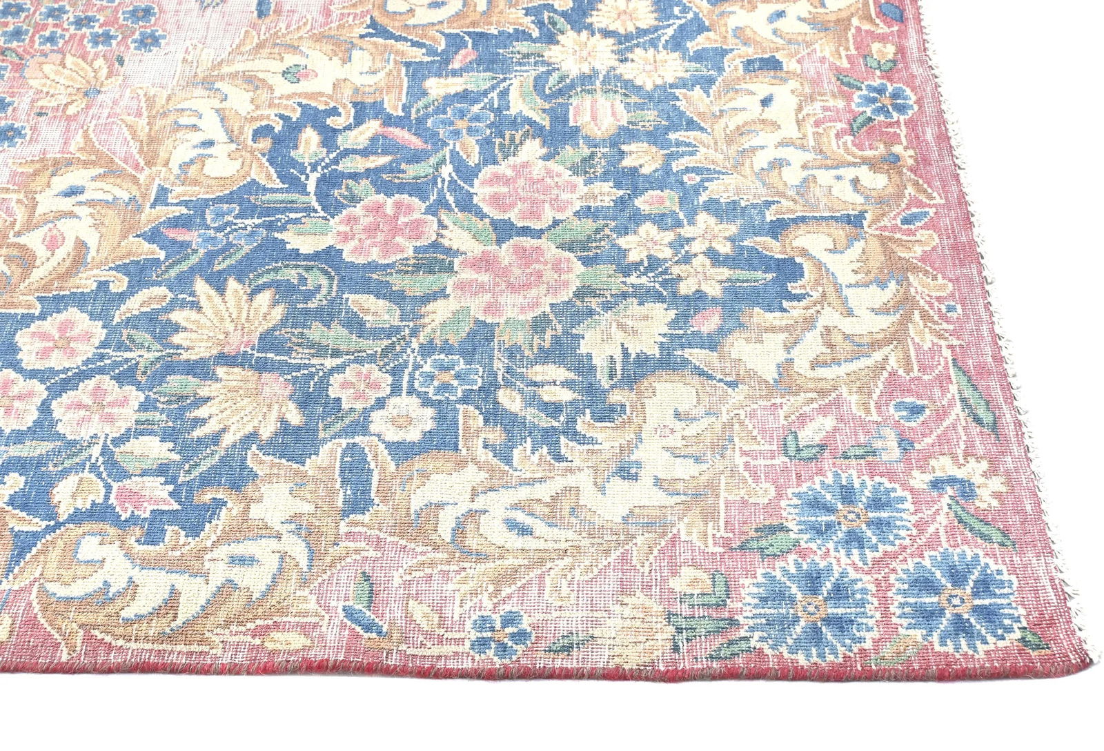 Muted Light Red Floral 6X10 Distressed Vintage Oriental Rug - 8