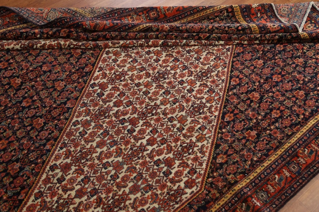 Pre-1900 Antique Vegetable Dye Senneh Persian Rug 8x20 - 18