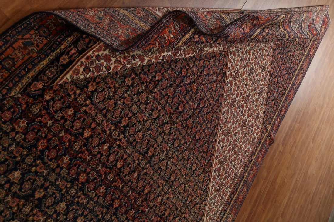 Pre-1900 Antique Vegetable Dye Senneh Persian Rug 8x20 - 19