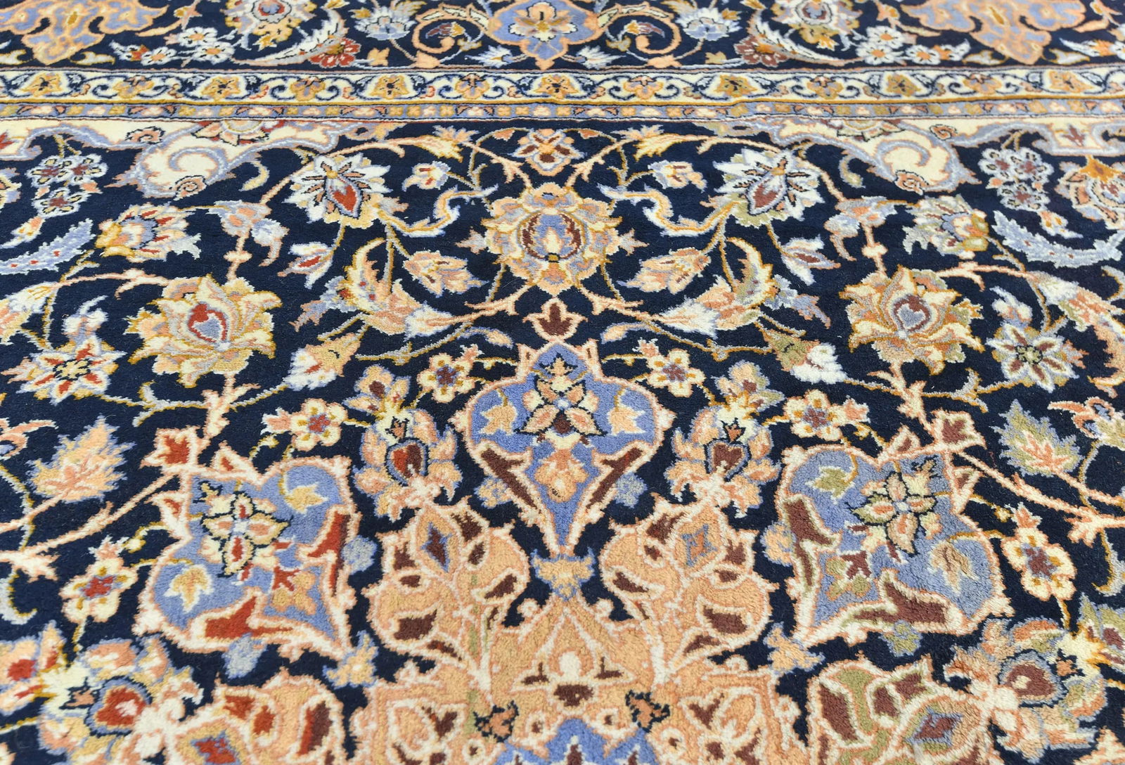 Vintage Dark Purple-navy Floral Traditional 10X13 Kashan Persian Rug - 7