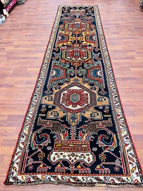 Antique Unusual Crown Bakhtiari Runner-307 - 6
