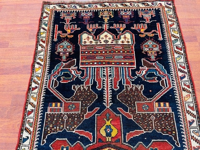 Antique Unusual Crown Bakhtiari Runner-307 - 7