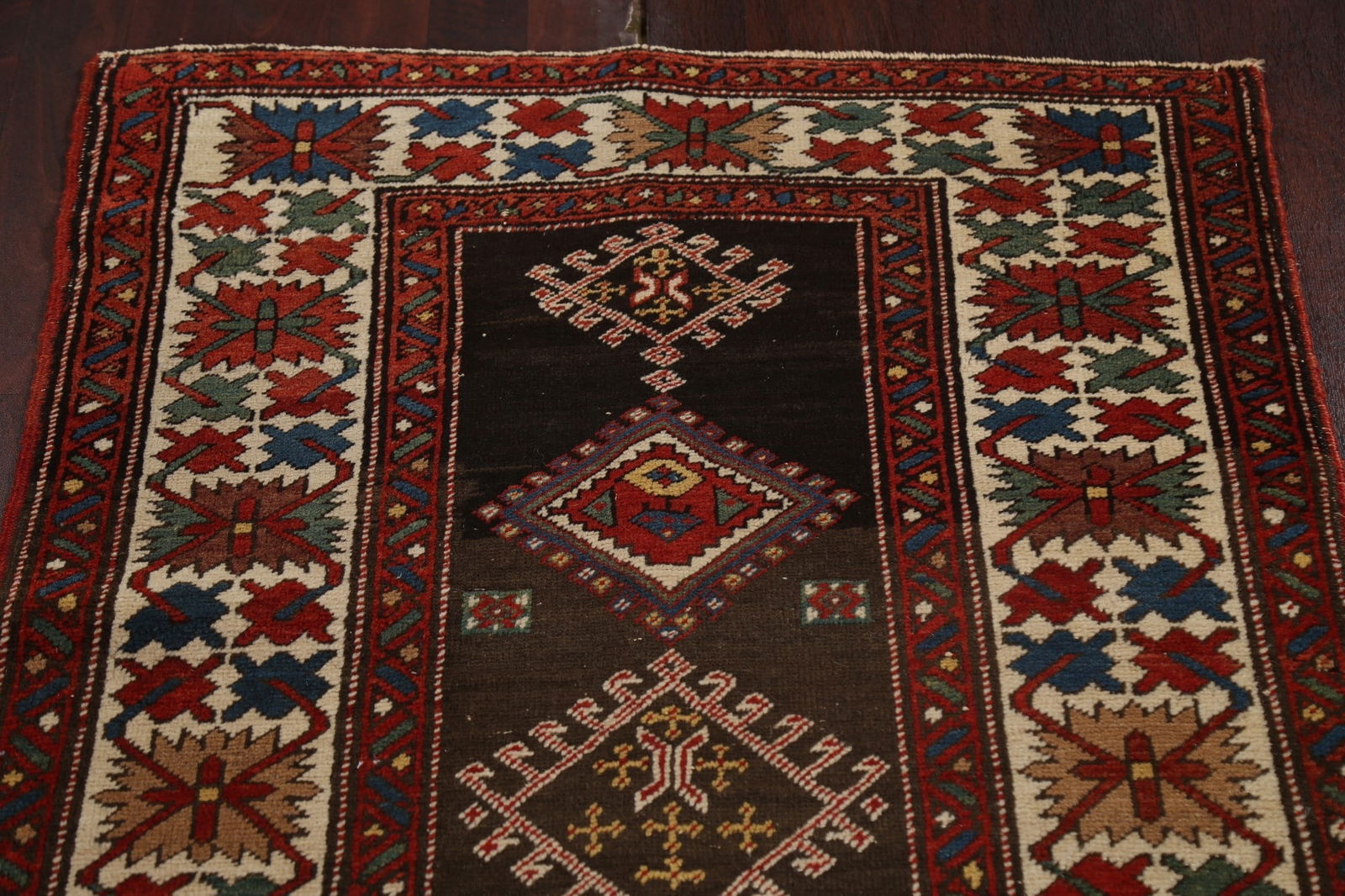 Pre-1900 Antique Wool Shirvan Vegetable Dye Runner Rug 3x17 - 15