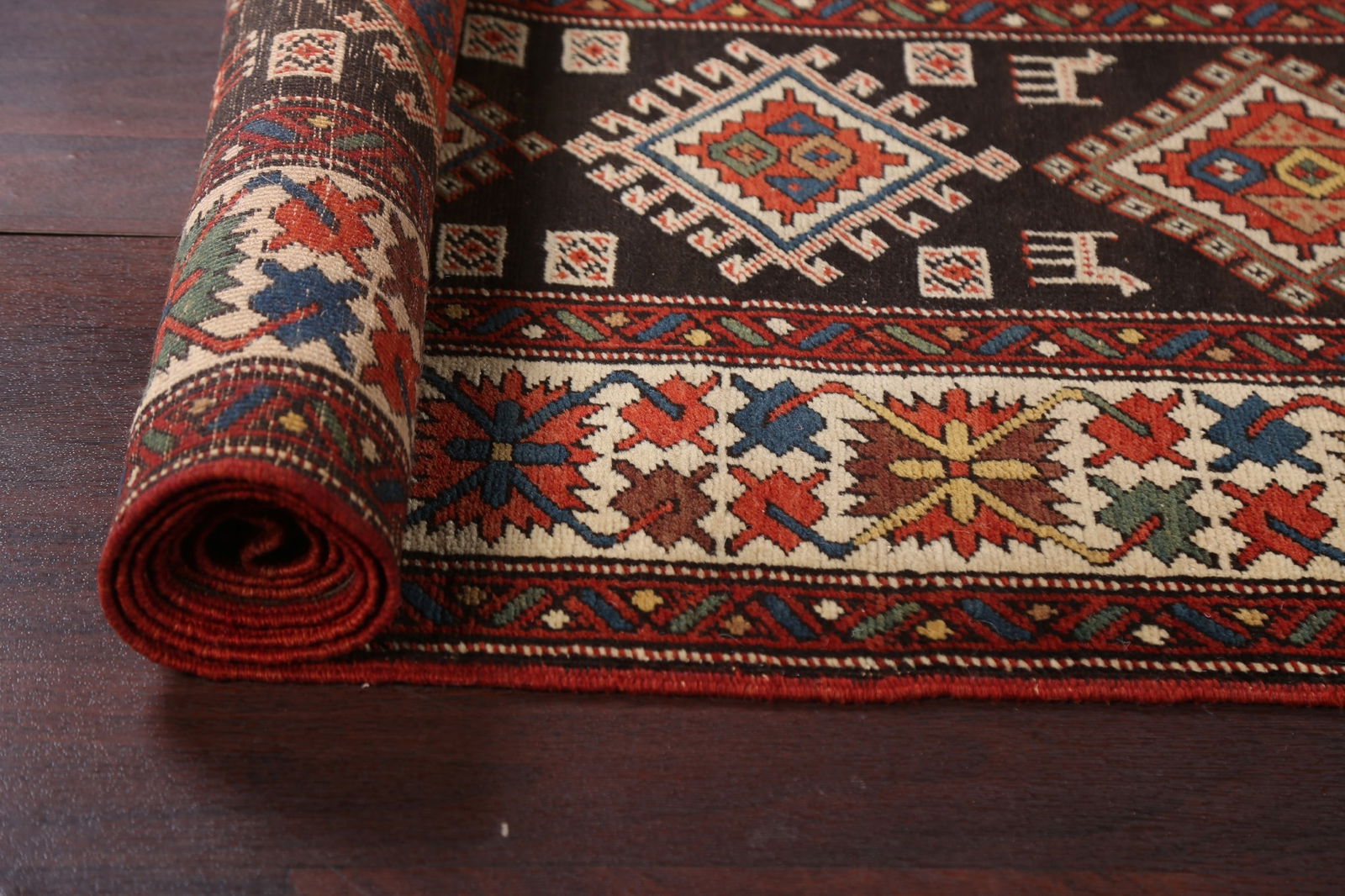 Pre-1900 Antique Wool Shirvan Vegetable Dye Runner Rug 3x17 - 19