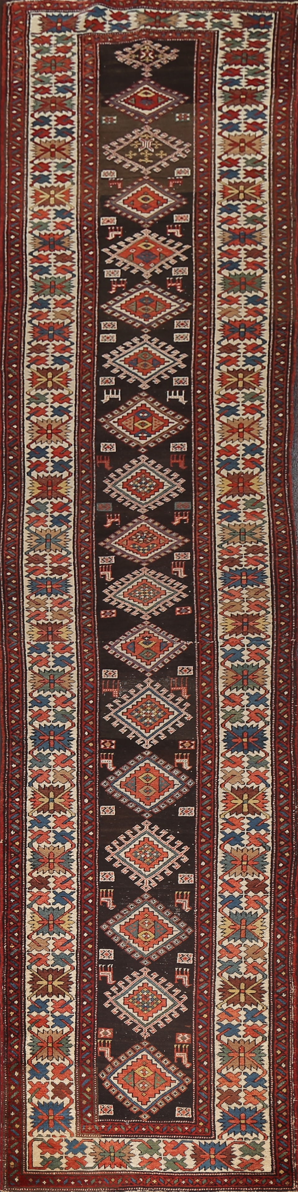 Pre-1900 Antique Wool Shirvan Vegetable Dye Runner Rug 3x17: Title:Pre-1900 Antique Wool Shirvan Vegetable Dye Runner Rug 3x17Origin:A Beautiful Genuine Russia Shirvan rug is Hand Knotted by skillful weavers in Russia with 100% Wool Material. This rug is in