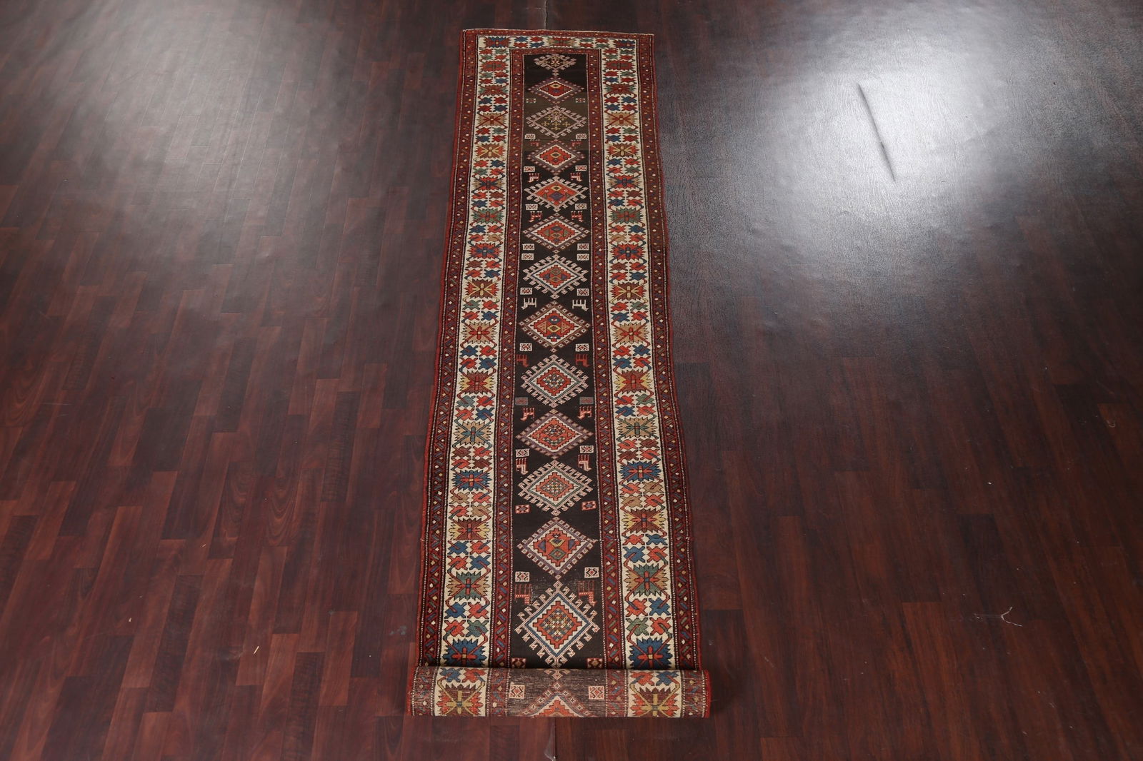 Pre-1900 Antique Wool Shirvan Vegetable Dye Runner Rug 3x17 - 3