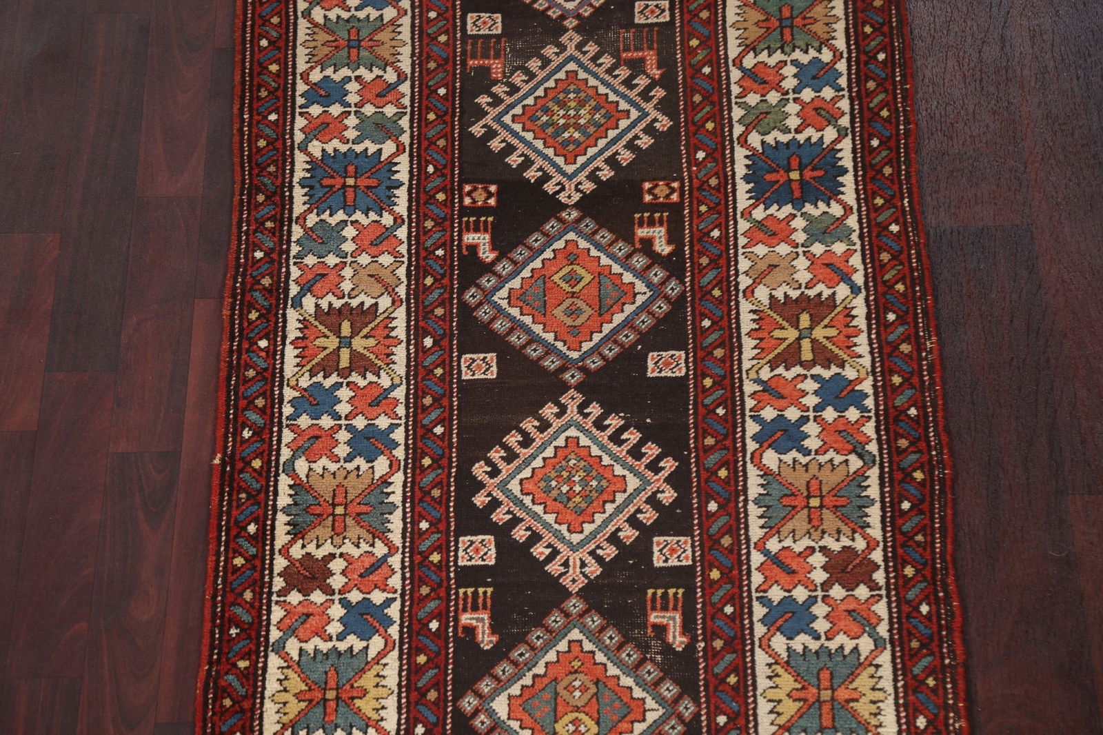 Pre-1900 Antique Wool Shirvan Vegetable Dye Runner Rug 3x17 - 6
