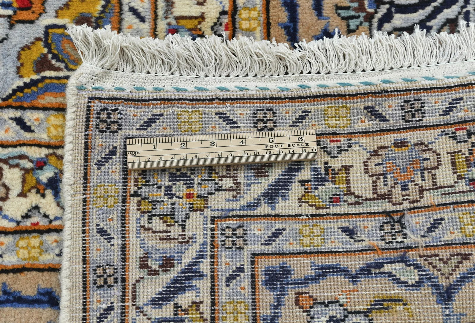 Vintage Cream Floral Traditional 9'6X13'2 Kashan Persian Oriental Rug - 11