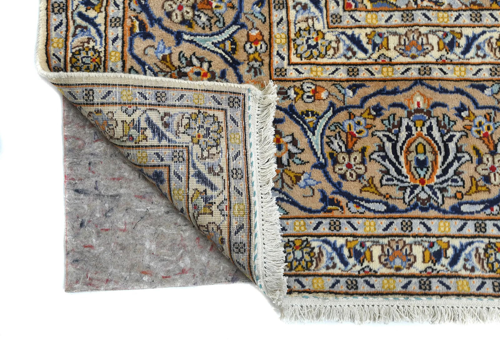 Vintage Cream Floral Traditional 9'6X13'2 Kashan Persian Oriental Rug - 12