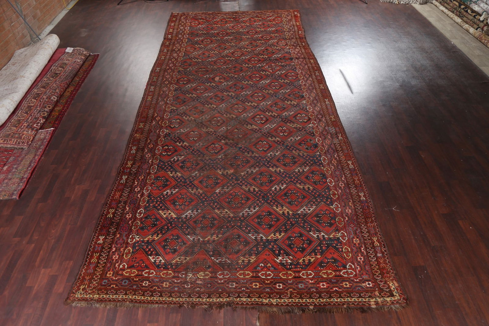 Pre-1900 Antique Vegetable Dye Turkoman Bashir Persian Rug 9x20 - 18