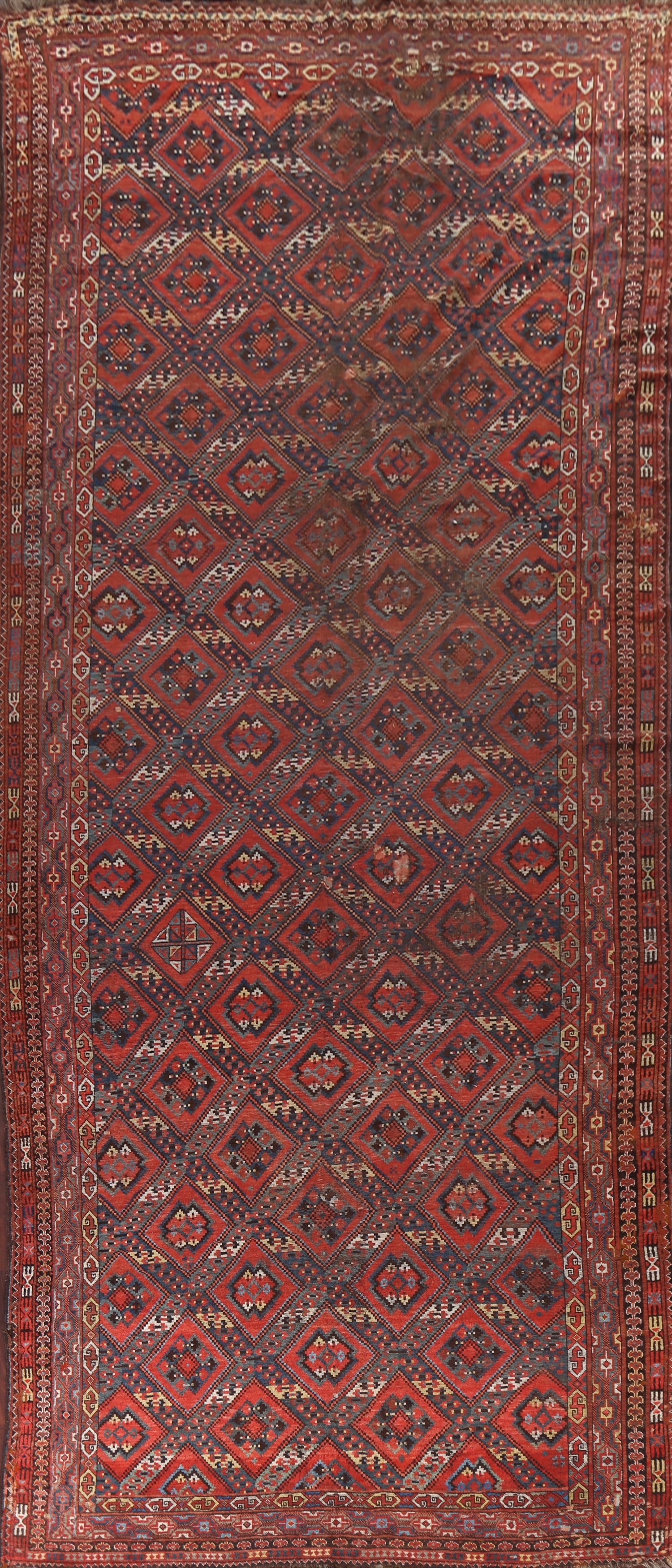 Pre-1900 Antique Vegetable Dye Turkoman Bashir Persian Rug 9x20 (1 of 20)