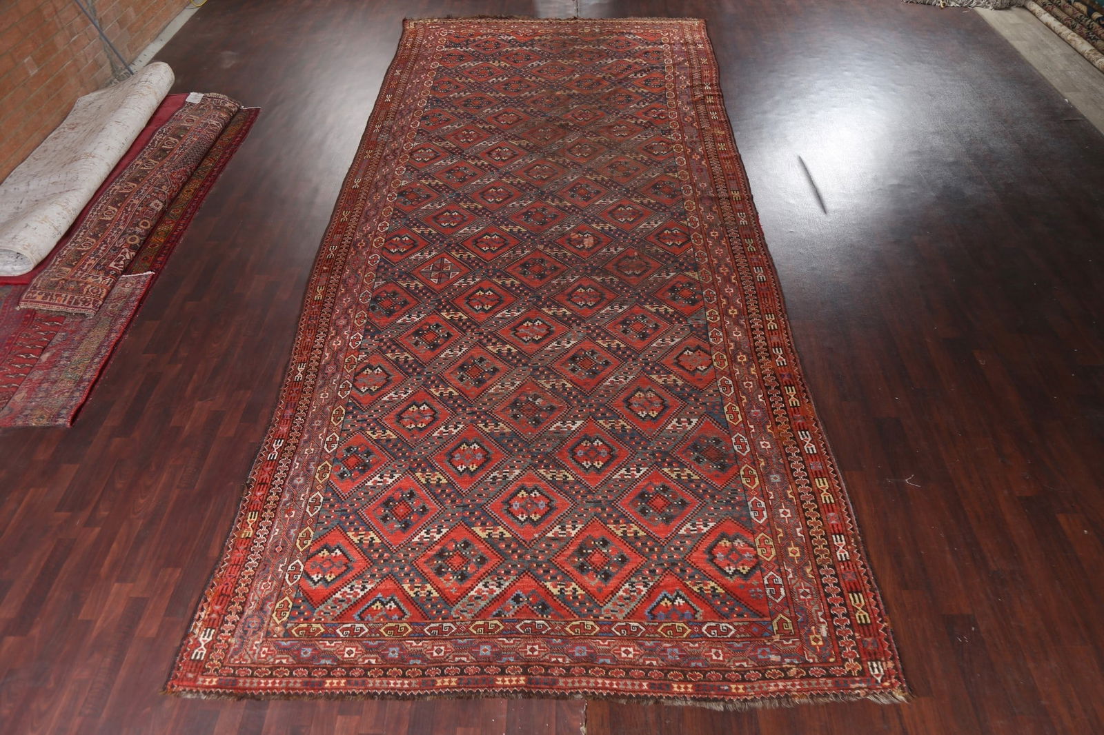 Pre-1900 Antique Vegetable Dye Turkoman Bashir Persian Rug 9x20 - 3