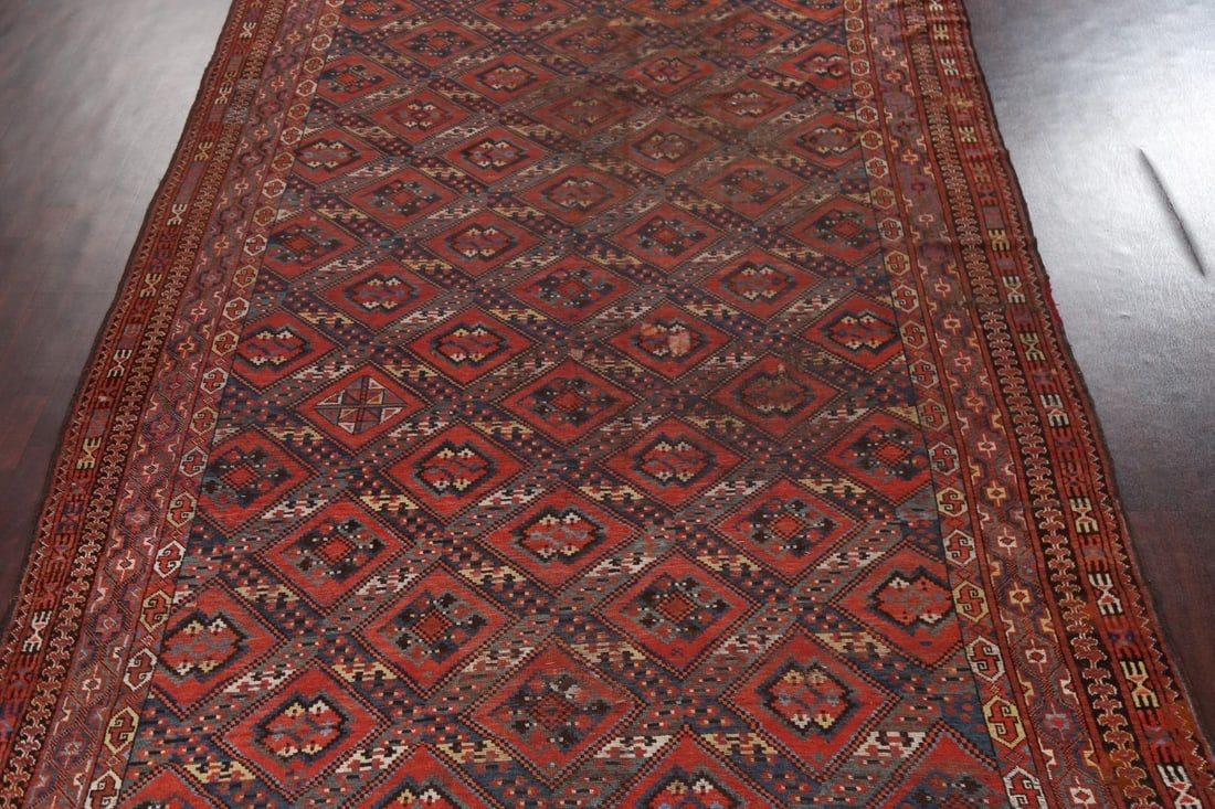 Pre-1900 Antique Vegetable Dye Turkoman Bashir Persian Rug 9x20 - 4