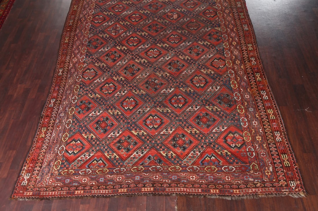 Pre-1900 Antique Vegetable Dye Turkoman Bashir Persian Rug 9x20 - 6