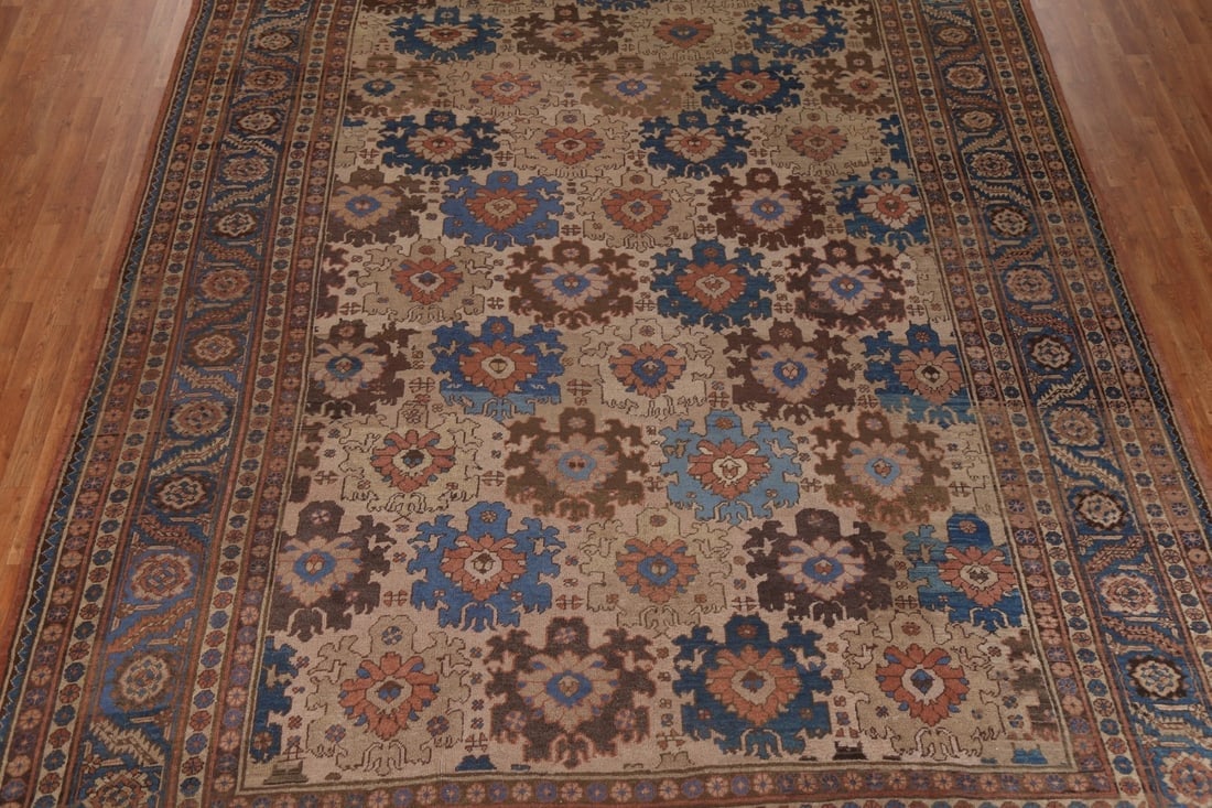 Pre-1900 Antique Vegetable Dye Heriz Bakhshayesh Persian Rug 11x14 - 4