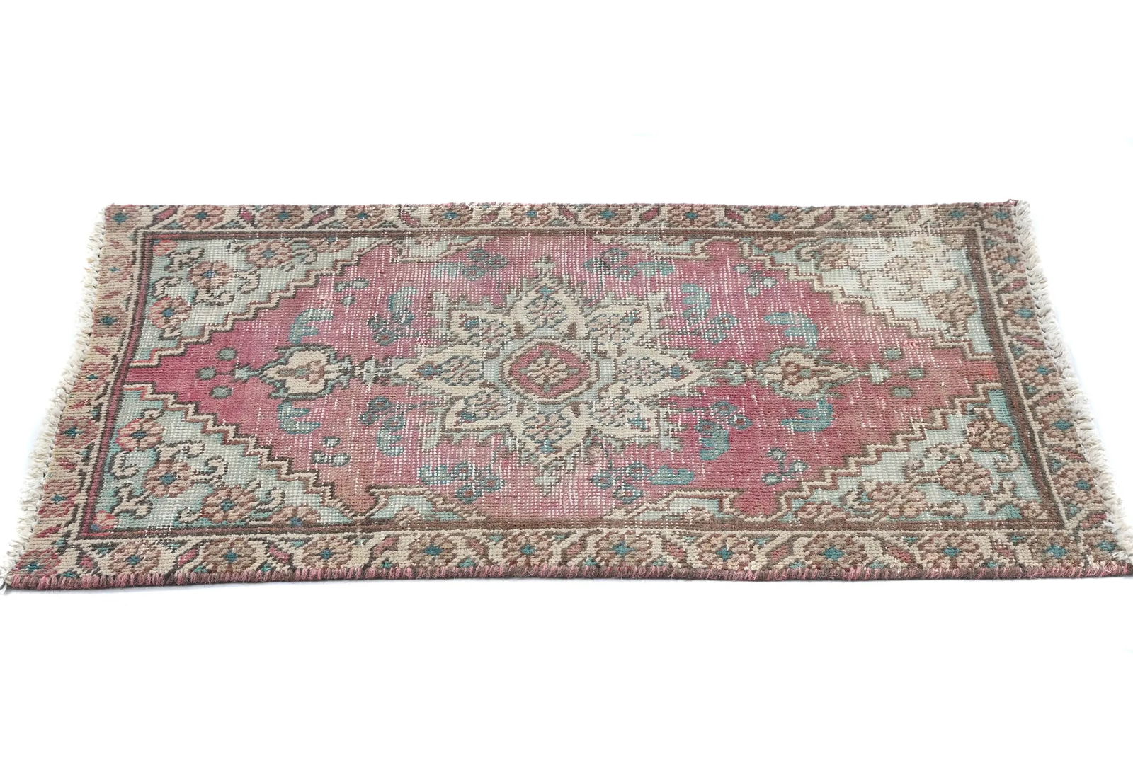 Semi Antique Muted Floral 1'7X2'6 Distressed Vintage Oriental Rug - 4