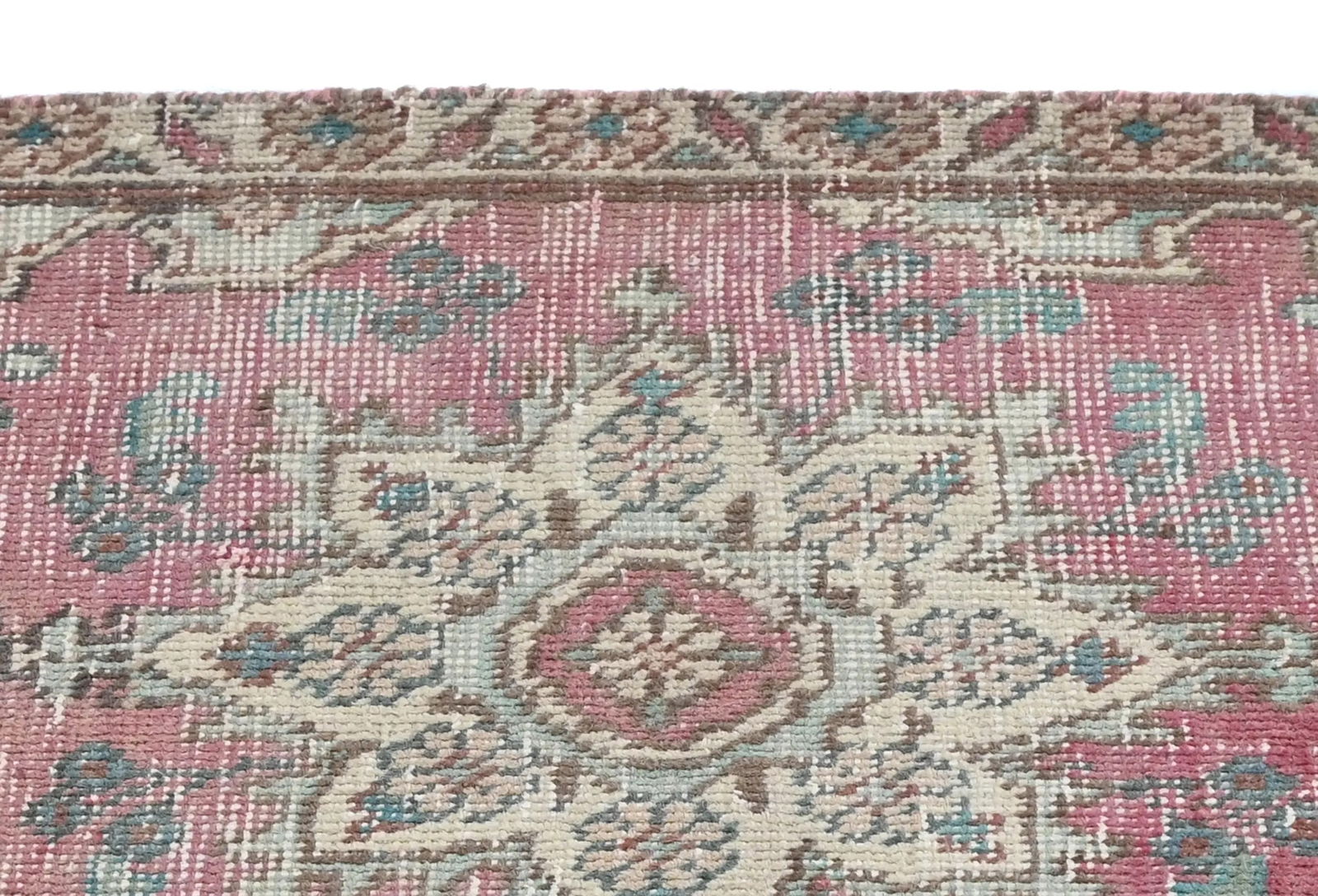 Semi Antique Muted Floral 1'7X2'6 Distressed Vintage Oriental Rug - 7