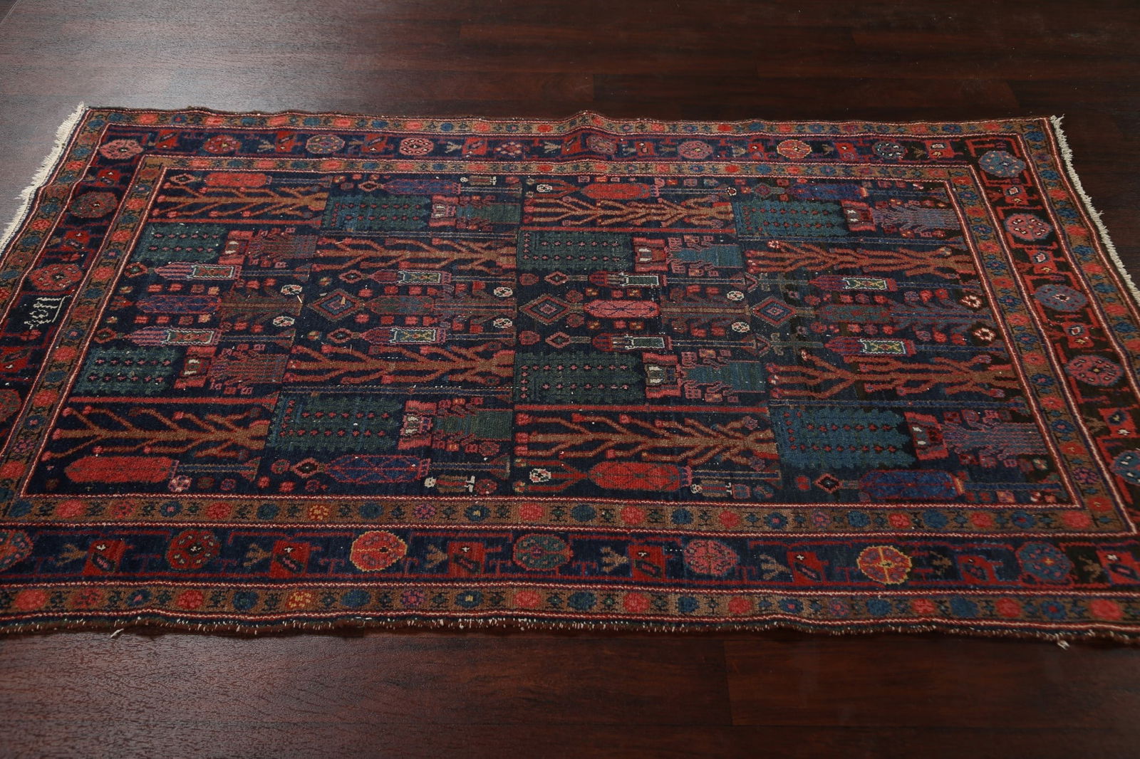Antique Vegetable Dye Bakhtiari Persian Area Rug 4x7 - 15