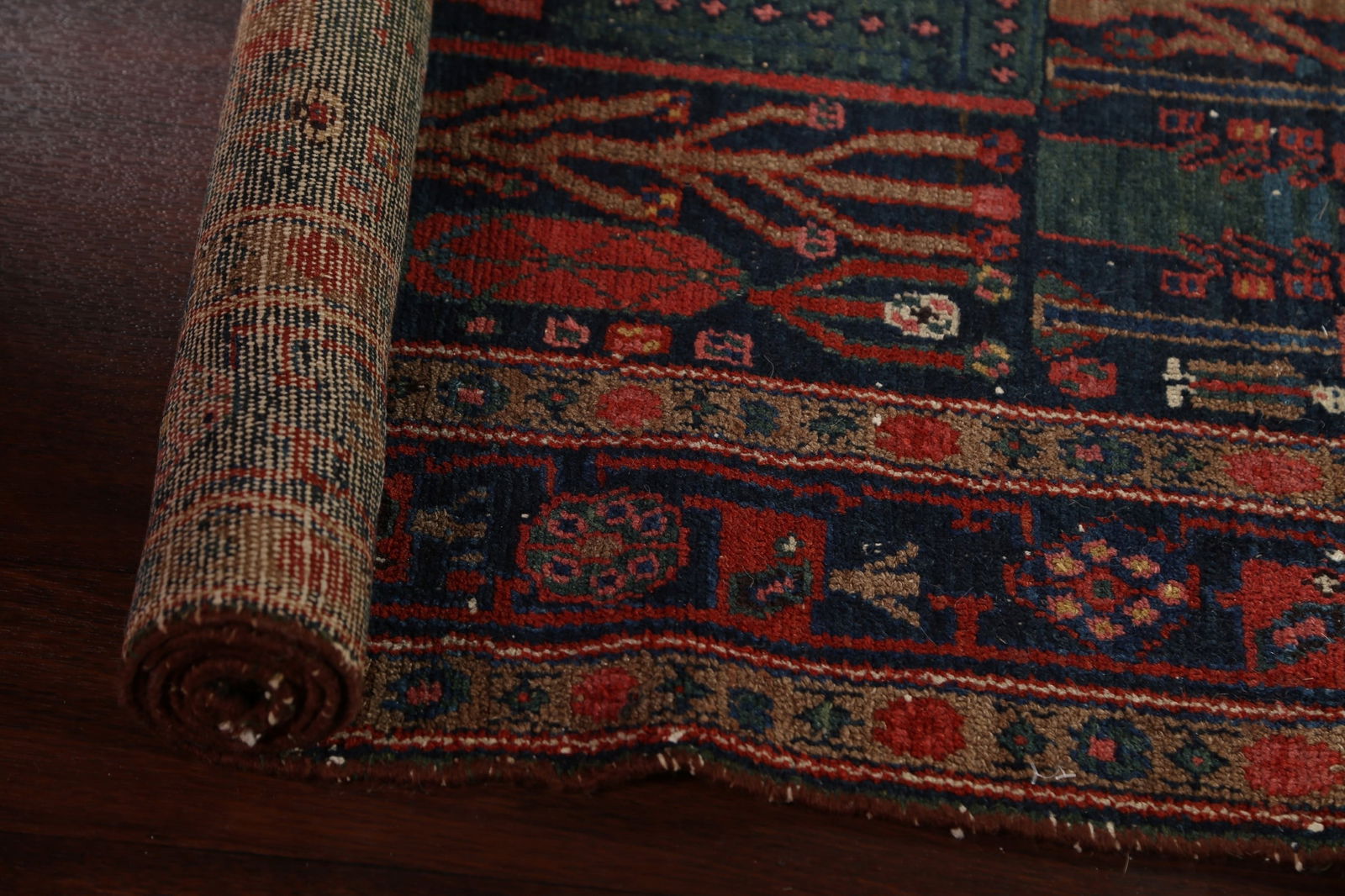 Antique Vegetable Dye Bakhtiari Persian Area Rug 4x7 - 17