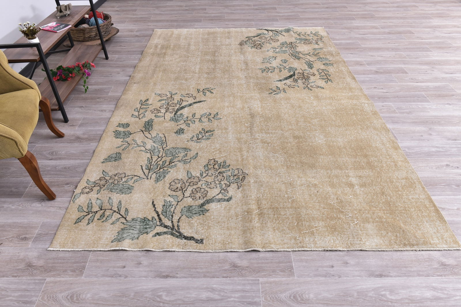 6'9'' x 10'2'' Handmade Vintage Wool Rug - 240651 - 3